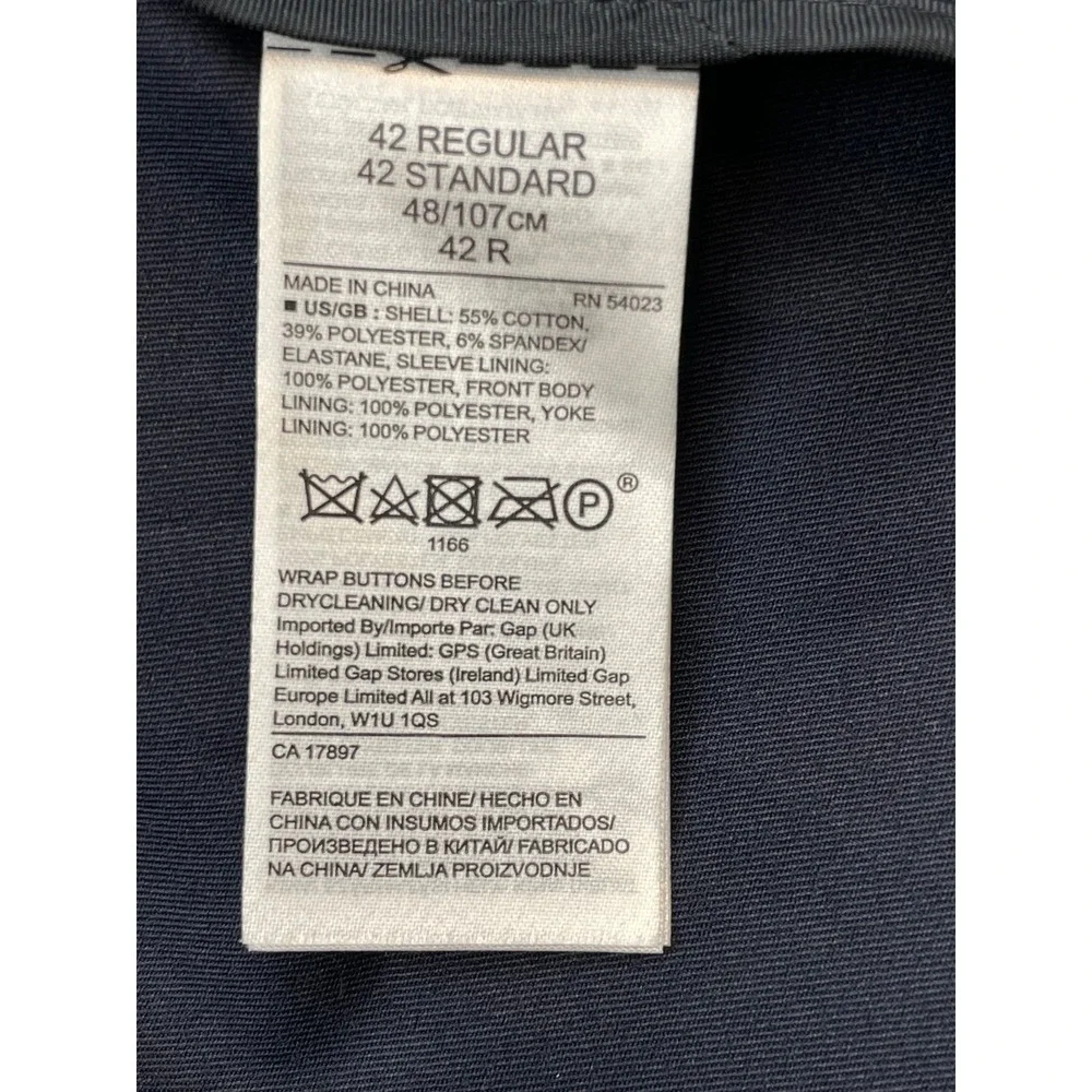 Banana Republic Blazer Mens 42R Navy Blue Cotton Blend Stretch Slim Fit 2-Button